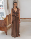 BASERANGE French Silk Linen SEPIA Casual Pants BAS-TRSE-LI-SU25-ZONG